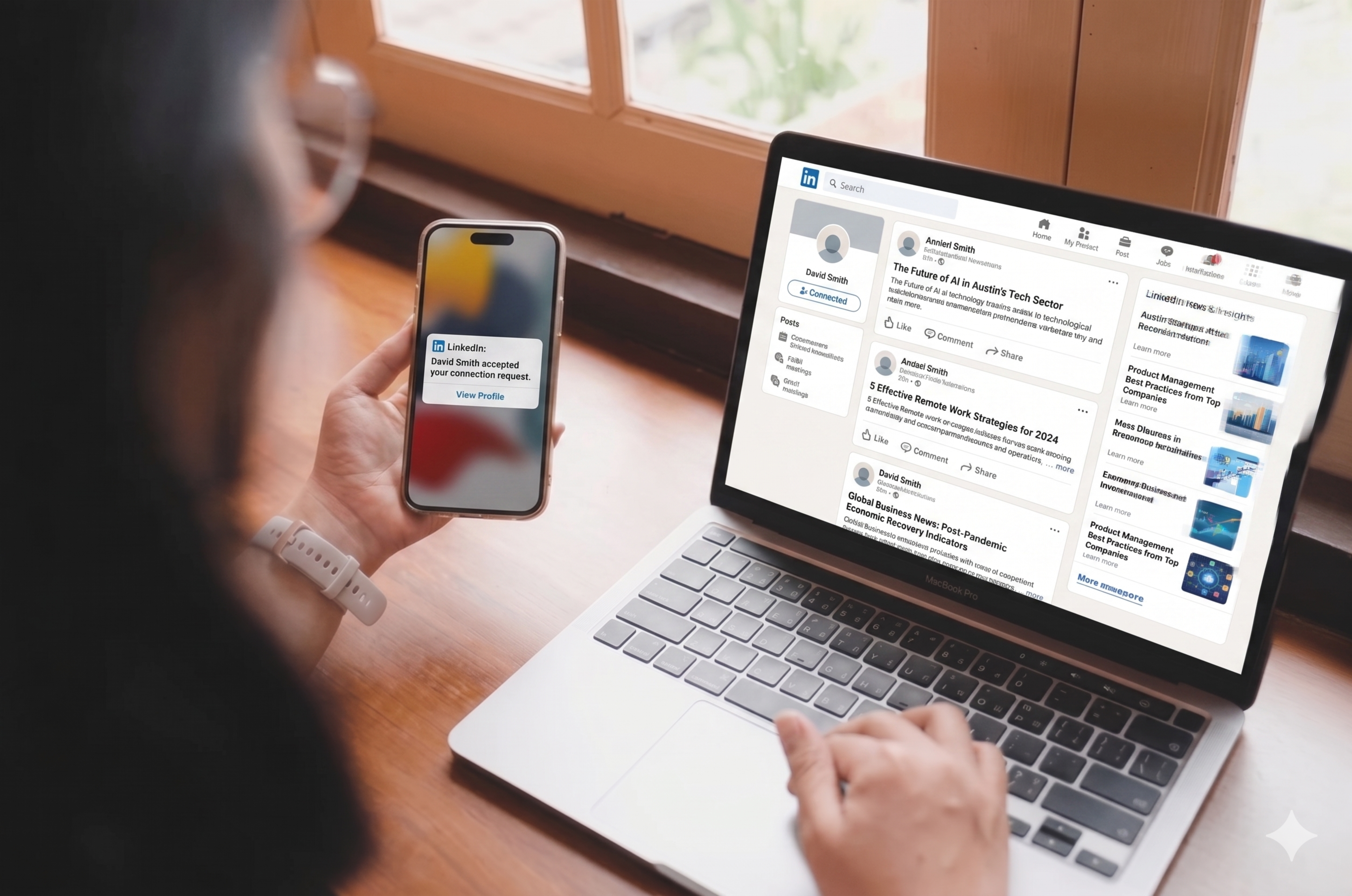 Person using LinkedIn